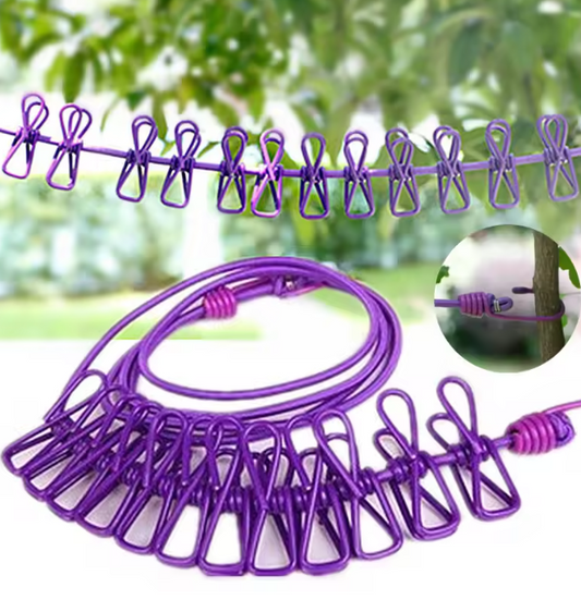 Waterproof Clothline with 12 clips